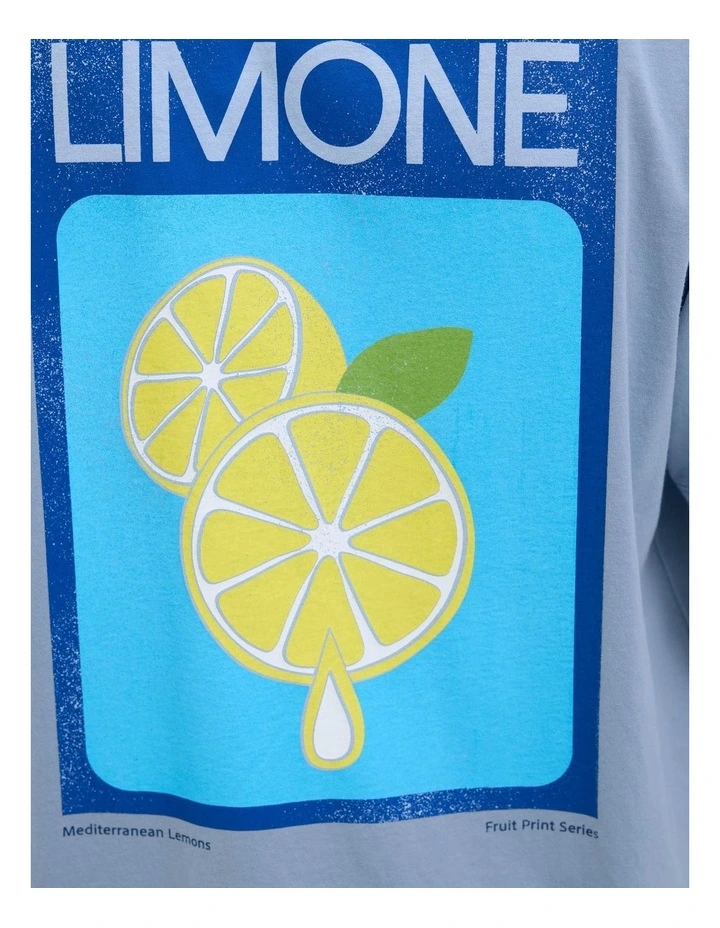 Limone Short Sleeve Crew Neck T-Shirt in Subdued Blue image 6