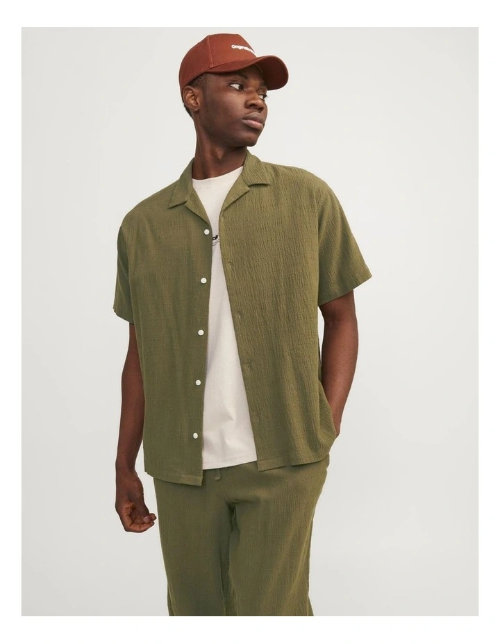 Jorluke Crinkle Resort Sn Short Sleeves Shirt in Green image 3