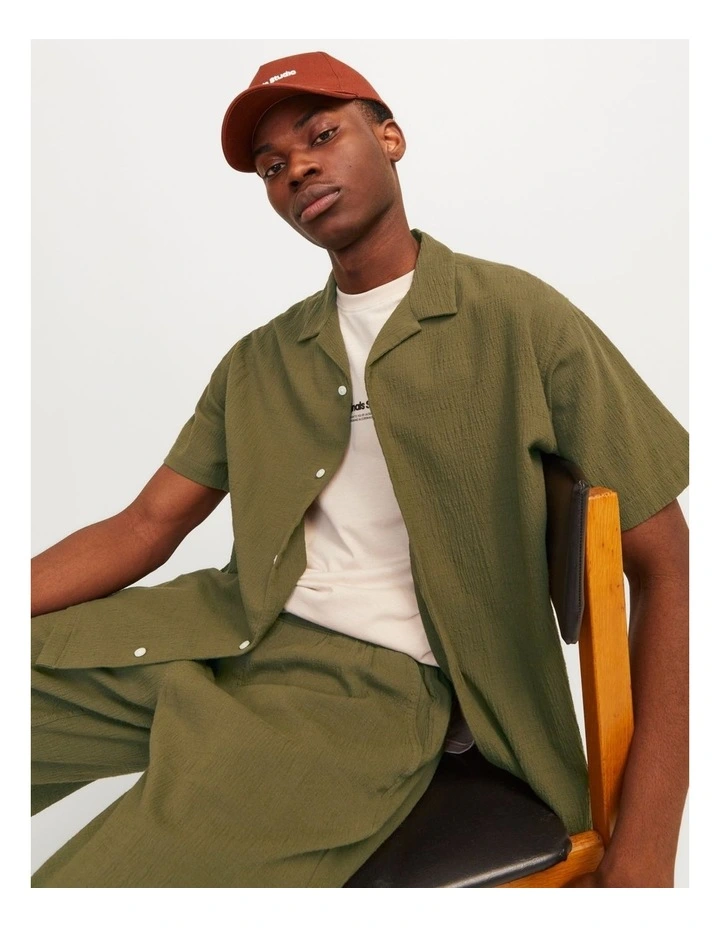 Jorluke Crinkle Resort Sn Short Sleeves Shirt in Green image 4