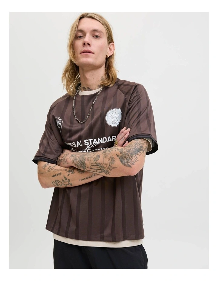 Cover Retro Football Short Sleeve T-shirt in Seal Brown image 3