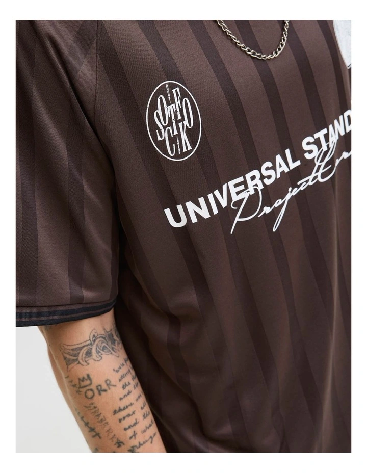 Cover Retro Football Short Sleeve T-shirt in Seal Brown image 5