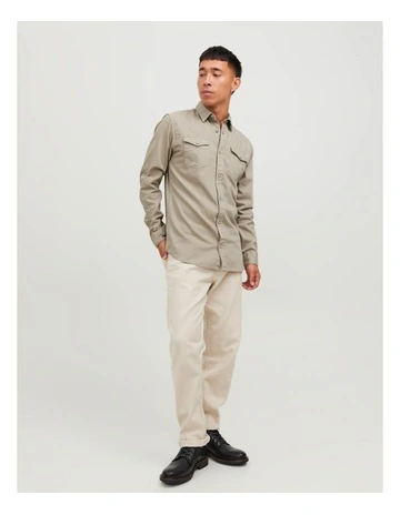 Sheridan Long Sleeve Denim Shirt in Crockery Cream