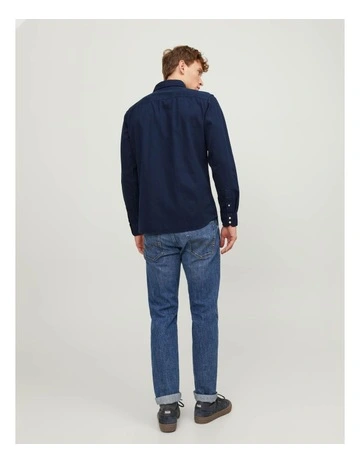 Sheridan Long Sleeve Denim Shirt in Dark Navy