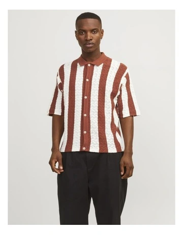 Knit Short Sleeve Polo Shirt in Maple Syrup Cloud Da