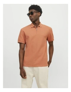 Jprccjohnny Half Zip Short Sleeve Polo Shirt in Orange