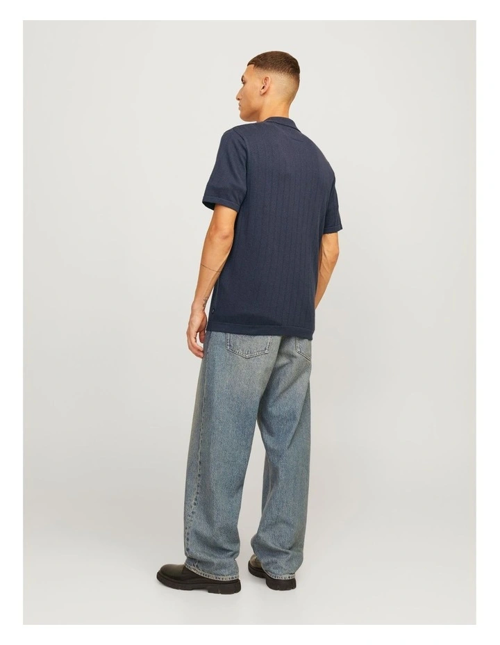 Jprblasimon Knit Polo Short Sleeve Shirt in Night Sky image 2