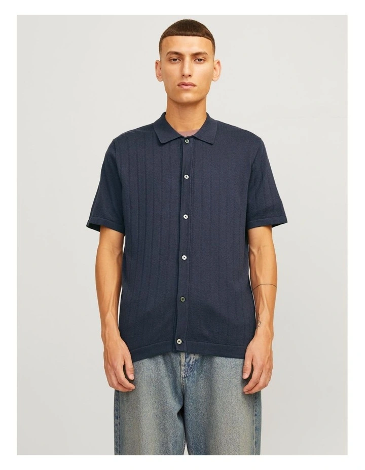 Jprblasimon Knit Polo Short Sleeve Shirt in Night Sky image 3