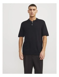 Jjeemil Knit Polo in Black