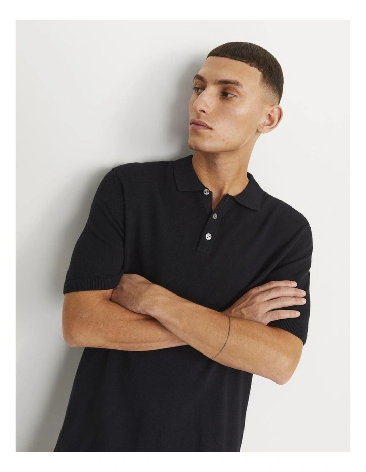 Jjeemil Knit Polo in Black image 3