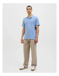 Eaustin Short Sleeved Polo in Chambray Blue