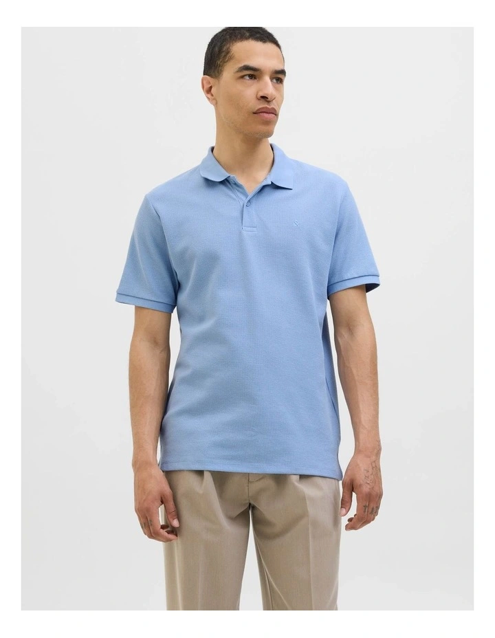 Eaustin Short Sleeved Polo in Chambray Blue image 3