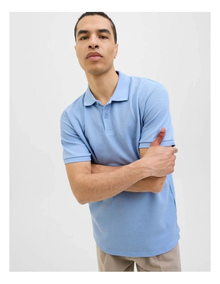 Eaustin Short Sleeved Polo in Chambray Blue image 4