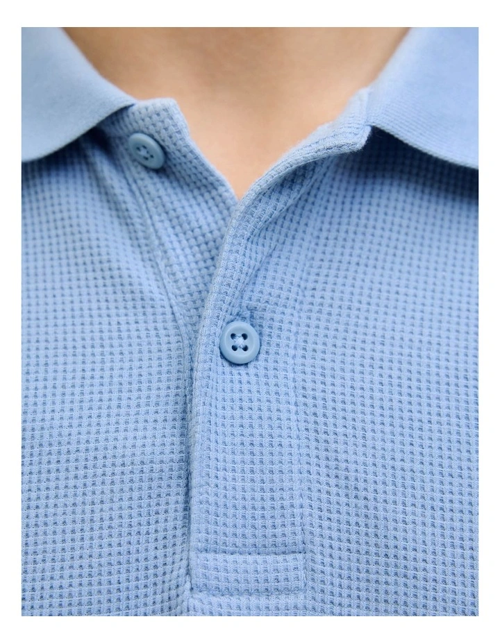 Eaustin Short Sleeved Polo in Chambray Blue image 5