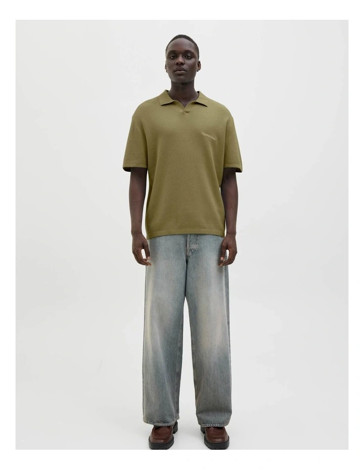 Norrebro Light Knit Short Sleeve Polo Shirt in Olive Drab image 1