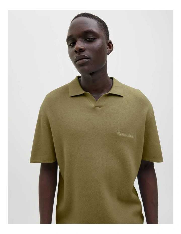 Norrebro Light Knit Short Sleeve Polo Shirt in Olive Drab image 4
