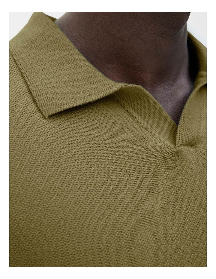 Norrebro Light Knit Short Sleeve Polo Shirt in Olive Drab image 5