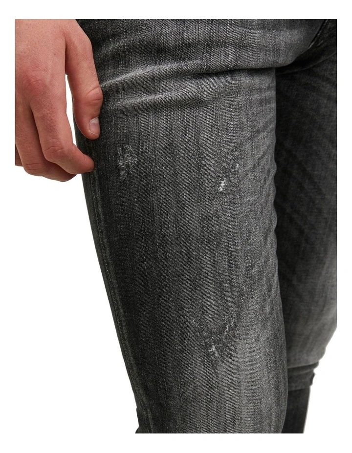 Liam Seal 584 Skinny Fit Jeans in Black Denim image 4