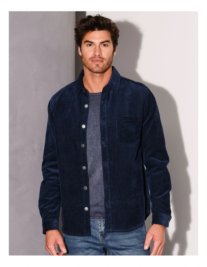 Cape Conran Cord Long Sleeve Overshirt in Navy image 1