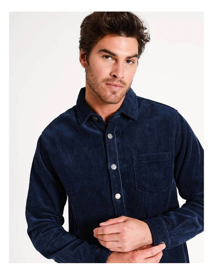 Cape Conran Cord Long Sleeve Overshirt in Navy image 2