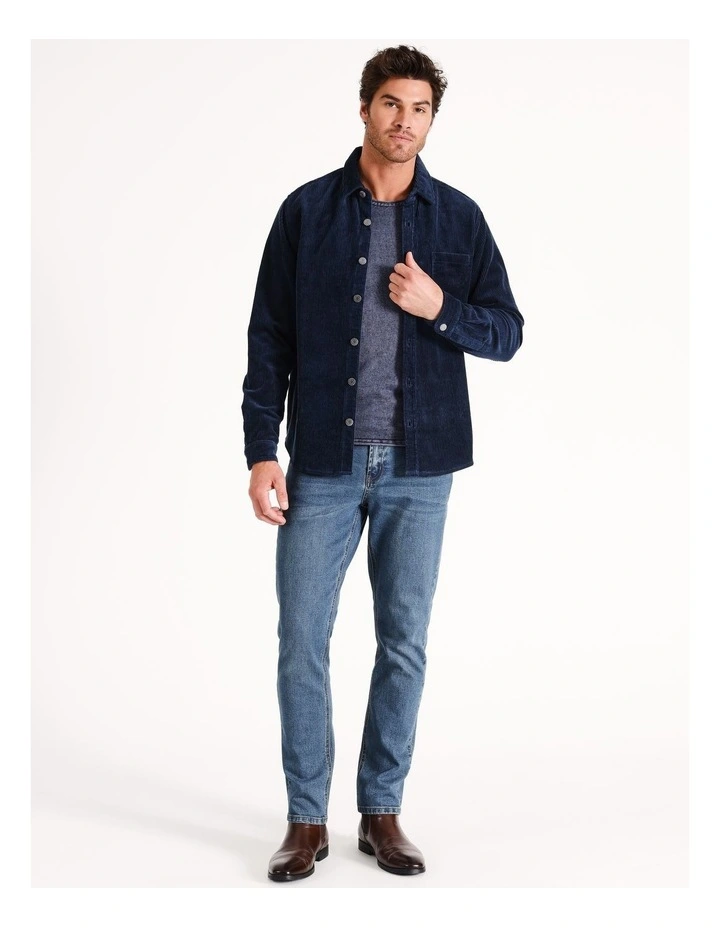 Cape Conran Cord Long Sleeve Overshirt in Navy image 3