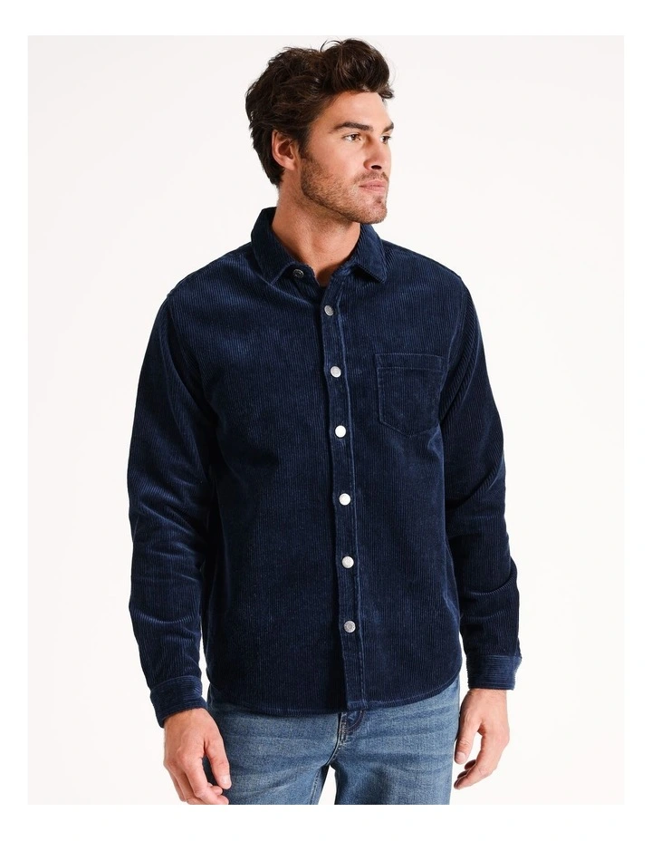 Cape Conran Cord Long Sleeve Overshirt in Navy image 4