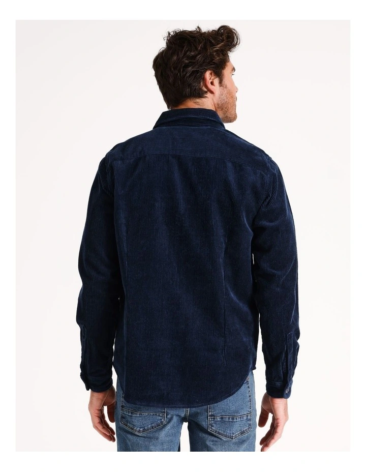 Cape Conran Cord Long Sleeve Overshirt in Navy image 5
