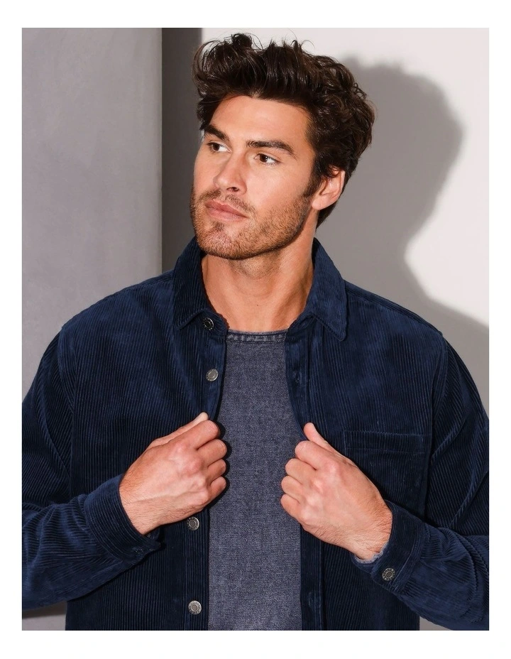 Cape Conran Cord Long Sleeve Overshirt in Navy image 6