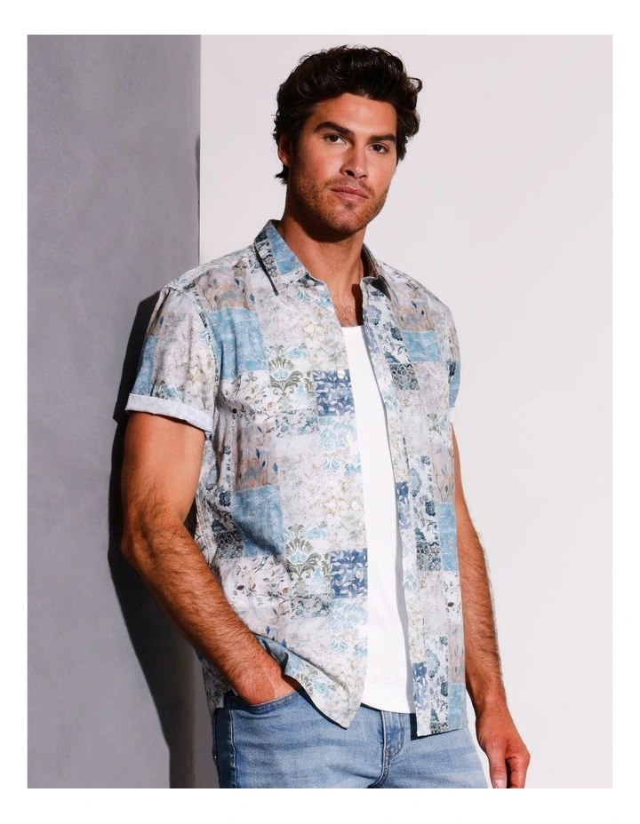 Aiden Short Sleeve Print Shirt in Green image 4