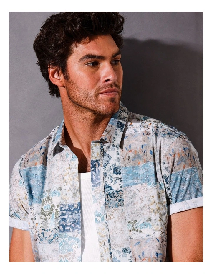 Aiden Short Sleeve Print Shirt in Green image 5