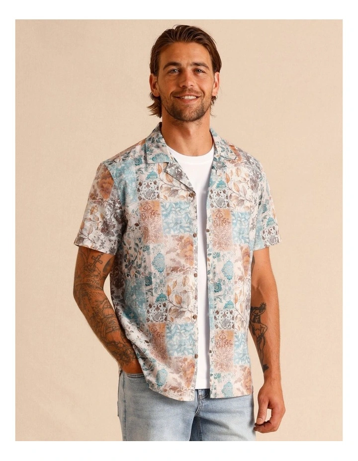 Karan Print Short Sleeve Shirt in Blue image 2