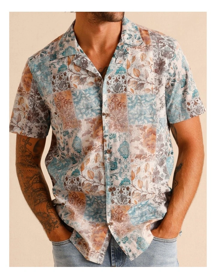 Karan Print Short Sleeve Shirt in Blue image 3