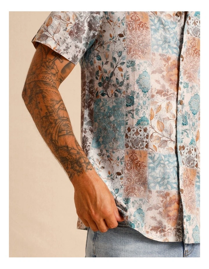 Karan Print Short Sleeve Shirt in Blue image 4