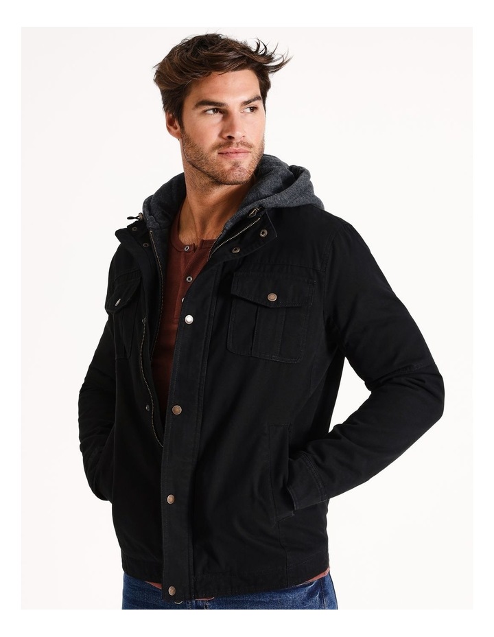 Fairhaven Utility Detachable Hood Jacket in Black