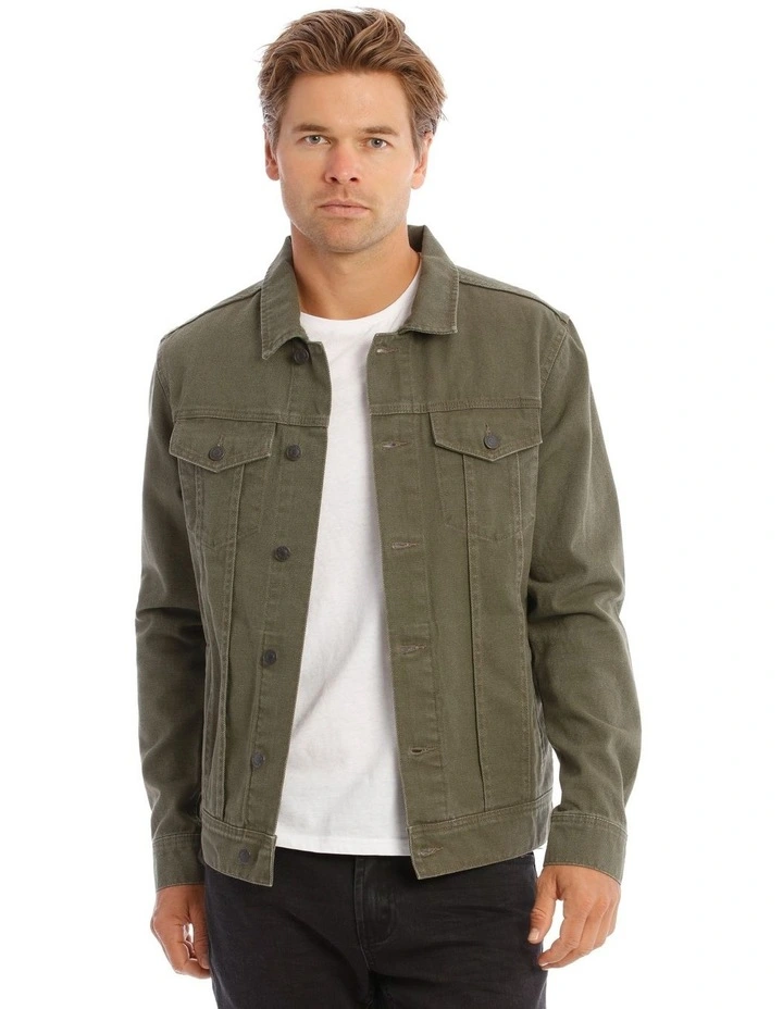 Barlow Denim Jacket In Khaki image 1
