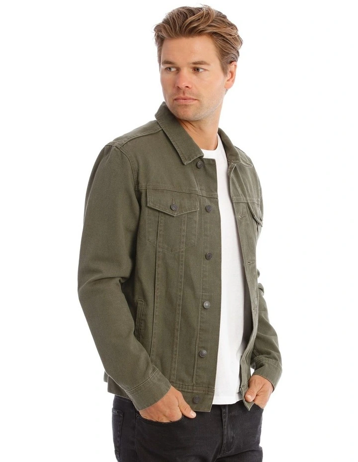 Barlow Denim Jacket In Khaki image 2