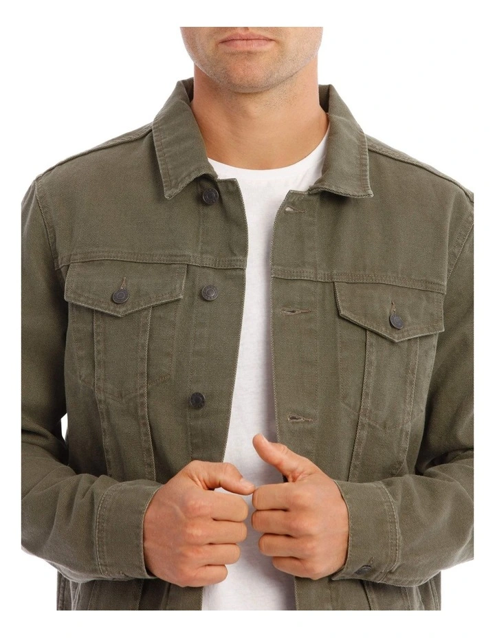 Barlow Denim Jacket In Khaki image 4