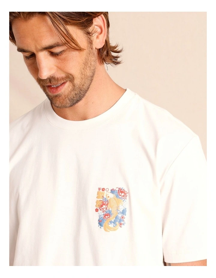 Visby Placement Print Oversize Short Sleeve Tee in White image 1