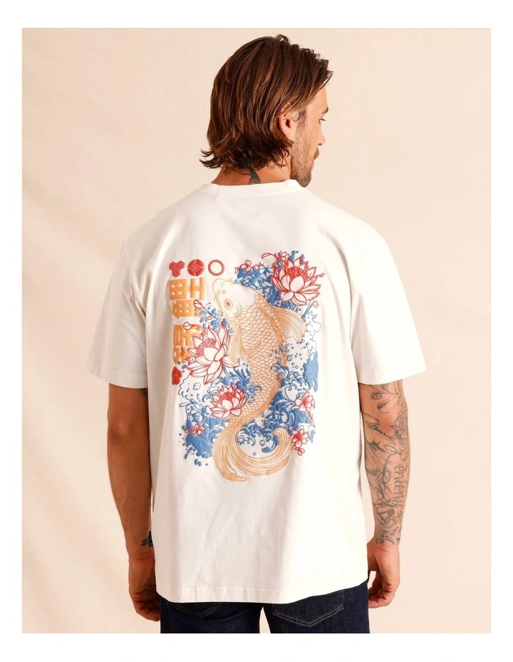 Visby Placement Print Oversize Short Sleeve Tee in White image 2