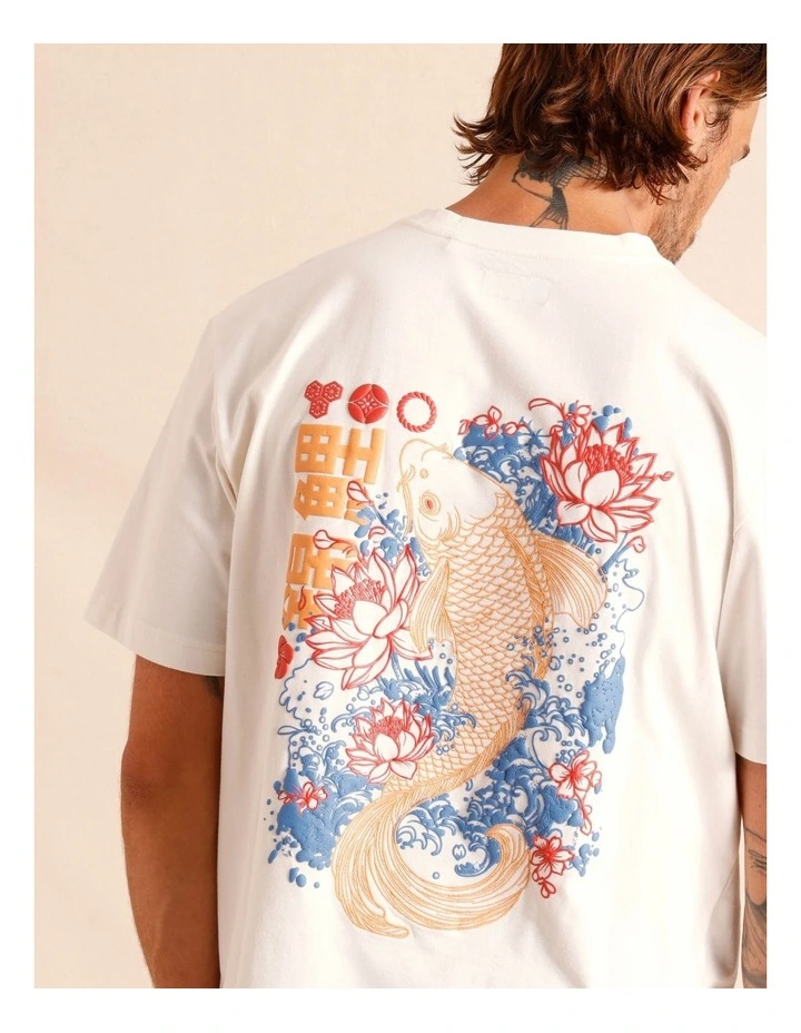 Visby Placement Print Oversize Short Sleeve Tee in White image 4