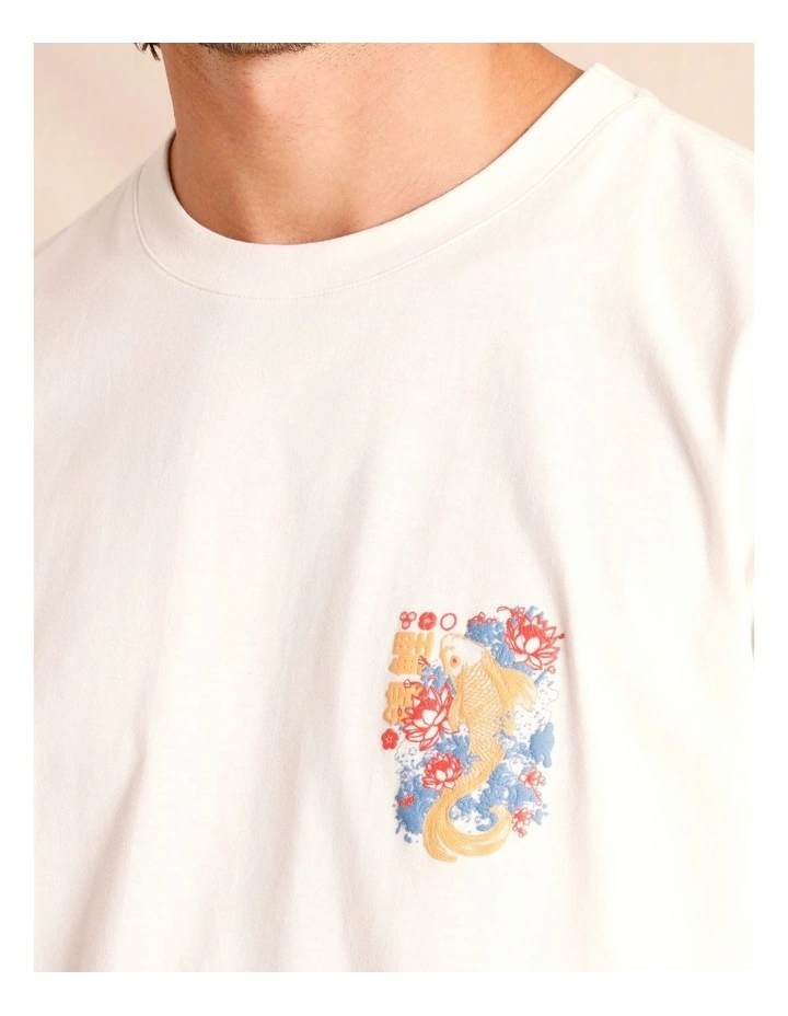 Visby Placement Print Oversize Short Sleeve Tee in White image 7
