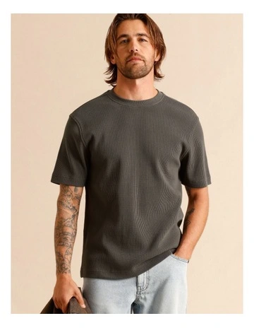 Tanner Textured Tee in Charcoal