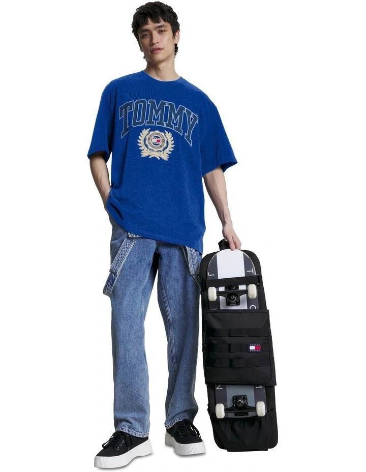 College Logo Oversized Fit T-Shirt in Blue image 2