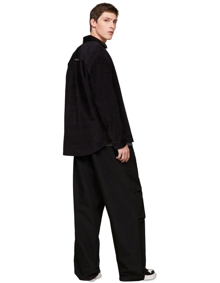 Chunky Corduroy Relaxed Fit Shirt in Black image 2