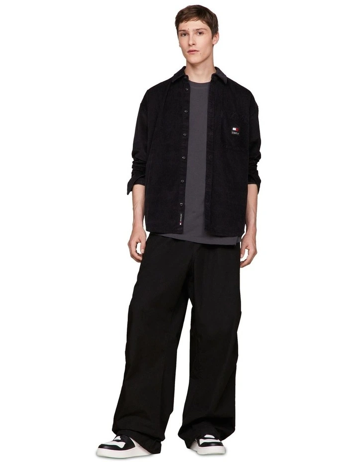 Chunky Corduroy Relaxed Fit Shirt in Black image 3