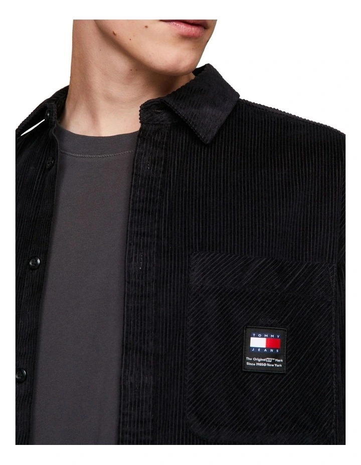 Chunky Corduroy Relaxed Fit Shirt in Black image 4