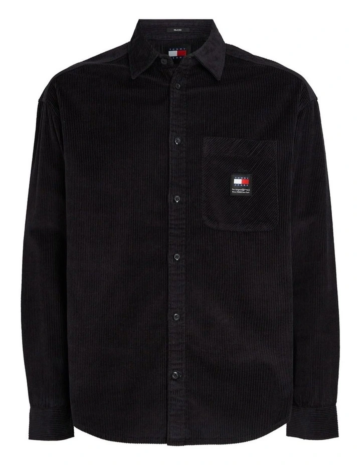 Chunky Corduroy Relaxed Fit Shirt in Black image 5