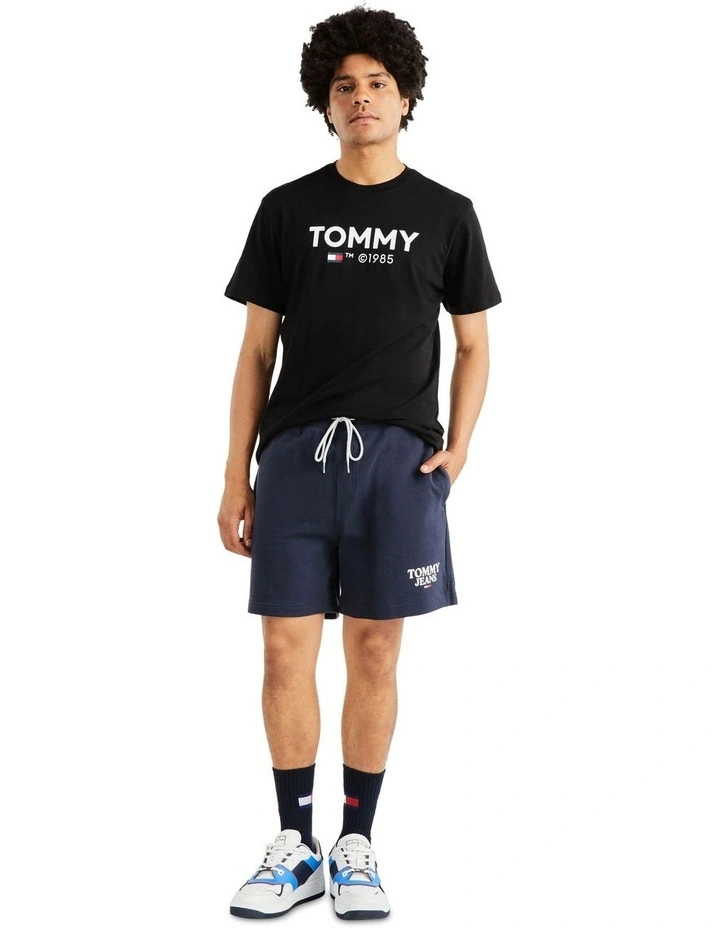 Slim Essential Tommy Tee in Black image 3