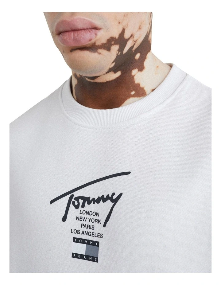 Tommy Jeans Signature Logo Sweatshirt White | MYER