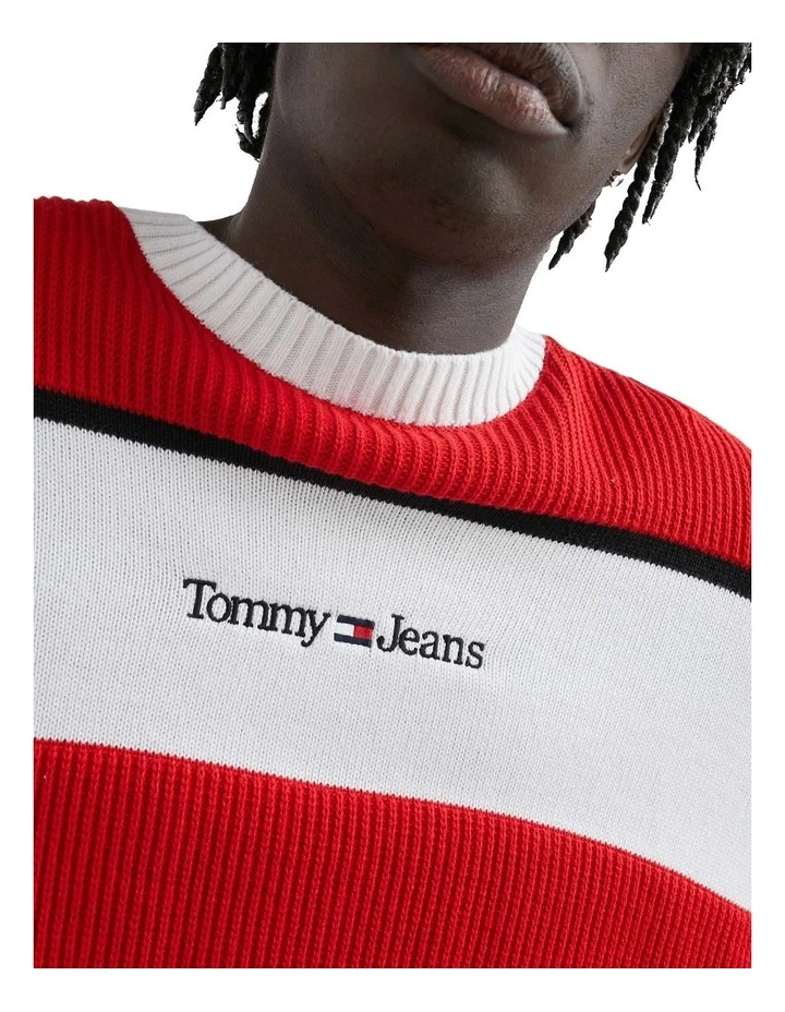 Stripe Relaxed Fit Jumper in White image 4
