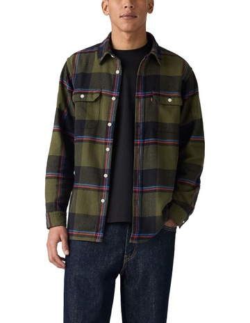 Jackson Worker Overshirt in Duke Plaid Egret